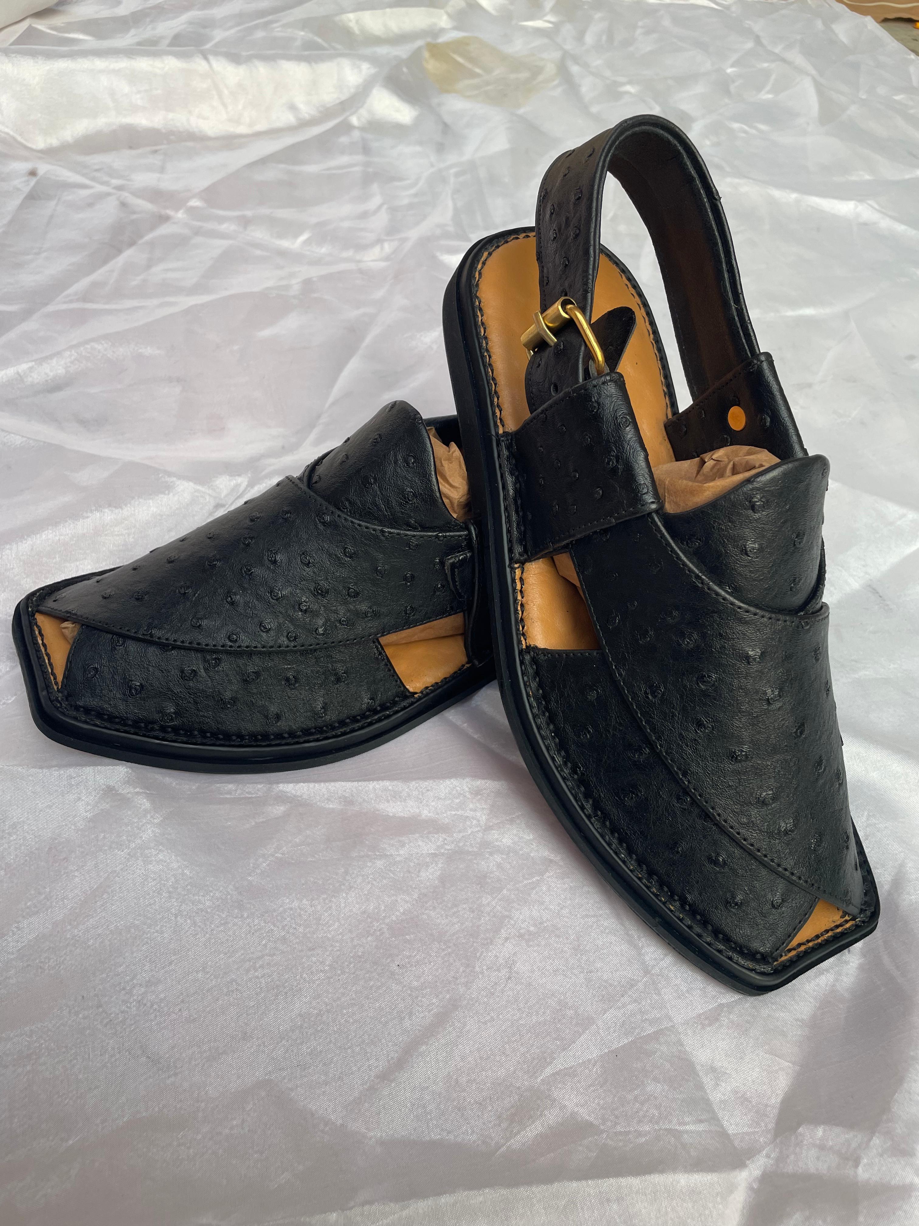 Traction shape Medicated  Peshawari  Chappal (Black)