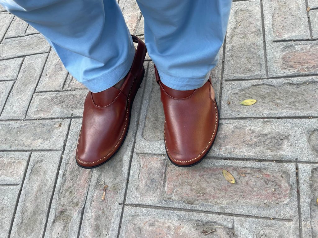 Handmade Medicated Jeans Peshawari Chappal (BROWN)